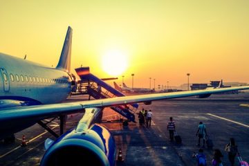 Traveling Aeroplane Picture of Sunset